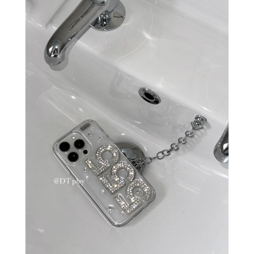 555 Bling Sweet Cool Girl 16pro เกาหลี ins สไตล์ Niche Blogger เหมาะสําหรับ iphone13pro/14promax Apple 11/12/14/15 เคสโทรศัพท์ 16 เคสป้องกันกระพริบเพชรเงา