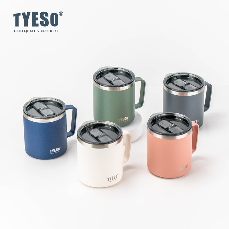 Tyeso แก้วกาแฟ มีฝาปิด 400ML แก้วเก็บความเย็น สแตนเลส 304 แก้วเก็บอุณหภูมิ ส่งจากกรุงเทพ