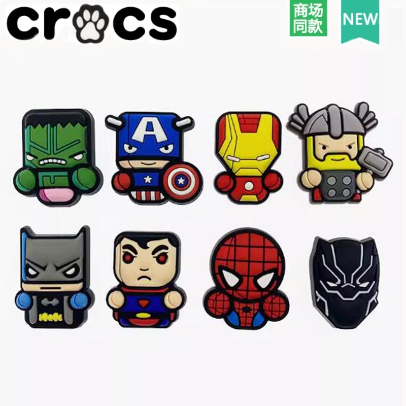 Crocs Hole รองเท้ารองเท้าดอกไม้ตกแต่งหัวเข็มขัด Carlo Chi อุปกรณ์เสริมรองเท้าหัวเข็มขัดการ์ตูน DC Marvel Heroes Series Zhibixing
