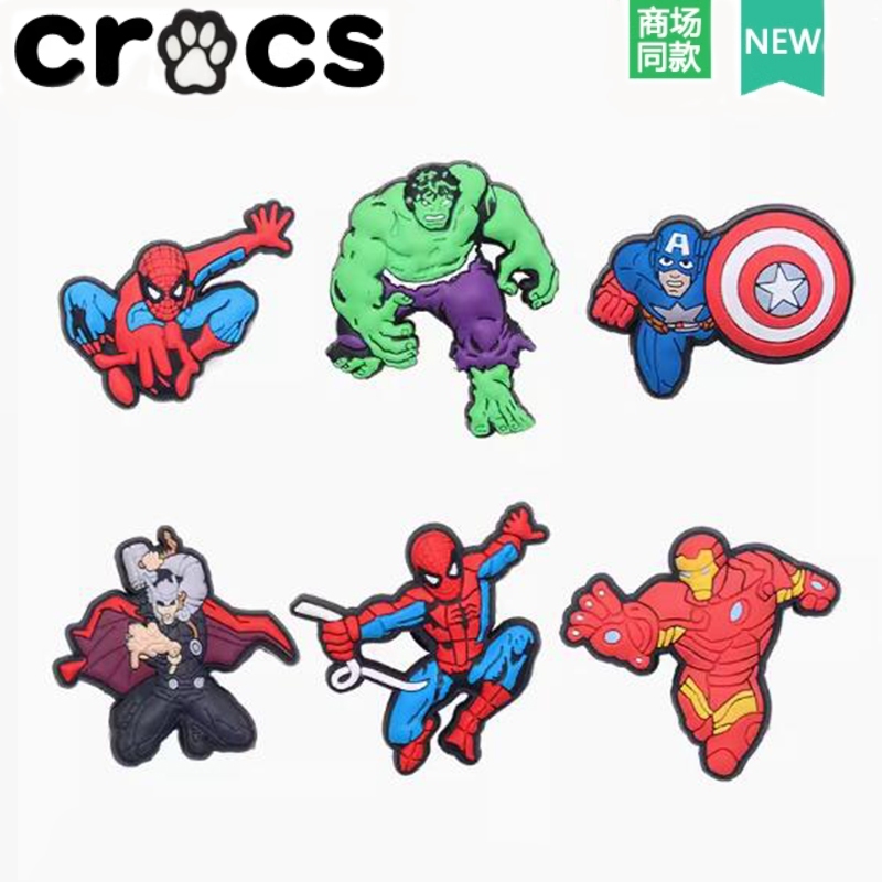 Crocs Hole รองเท้ารองเท้าดอกไม้ตกแต่งหัวเข็มขัด Carlo Chi อุปกรณ์เสริมรองเท้าหัวเข็มขัดการ์ตูน DC Marvel Heroes Series Zhibixing