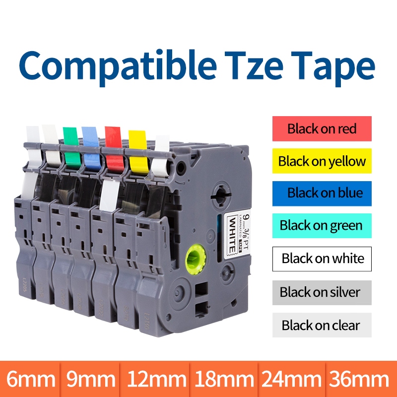 เปลี่ยนสําหรับ brother label Maker เทป 9/12 มม. 23/631 สาย self-กาว Labeling เทปสําหรับ brother e100b/D210/18RZ/P900 สายเคเบิลเครือข่ายริบบิ้น 18/24/36 มม.