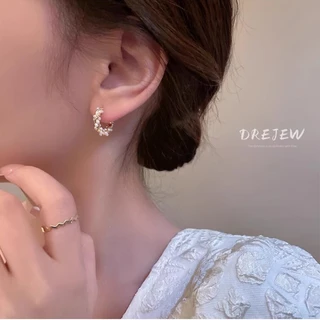 DREJEW เดรช 925 เงินเข็มระดับไฮเอนด์แสงหรูหราต่างหูมุกผู้หญิงฤดูร้อนการออกแบบเฉพาะต่างหูสไตล์ใหม่