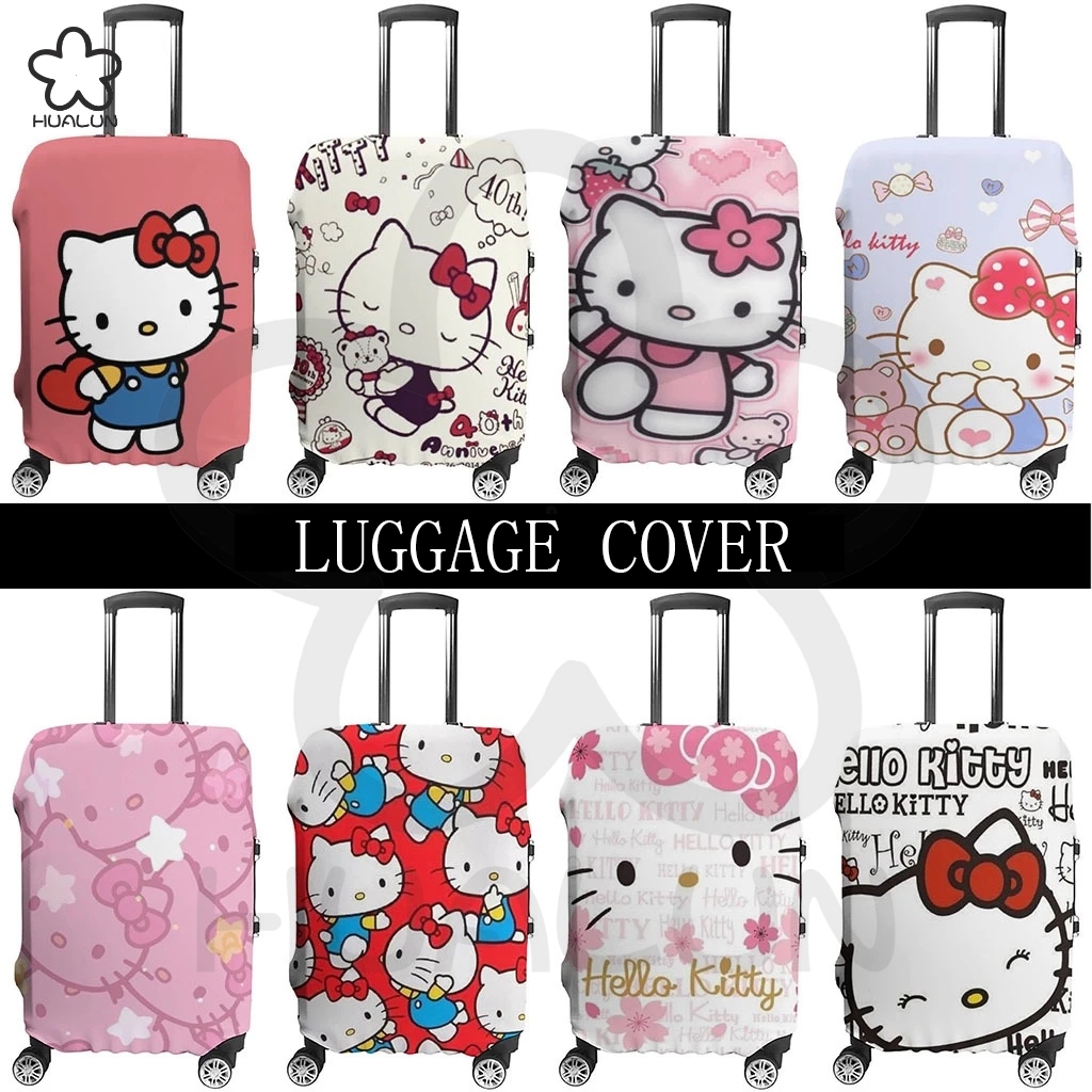 ผ้าคลุมกระเป๋าเดินทาง Hello Kitty ฝาครอบป้องกันกระเป๋าเดินทางแบบหนา 18-32 นิ้ว ผ้าคลุมกระเป๋าเดินทางยืดหยุ่นสูง