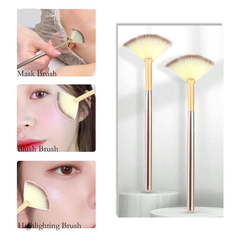 เครื่องมือแต่งหน้า แปรงแต่งหน้ารูปพัดลมไฮไลท์แปรงแป้งใบหน้าสาวใบหน้าแต่งหน้าแปรงปัดแก้ม