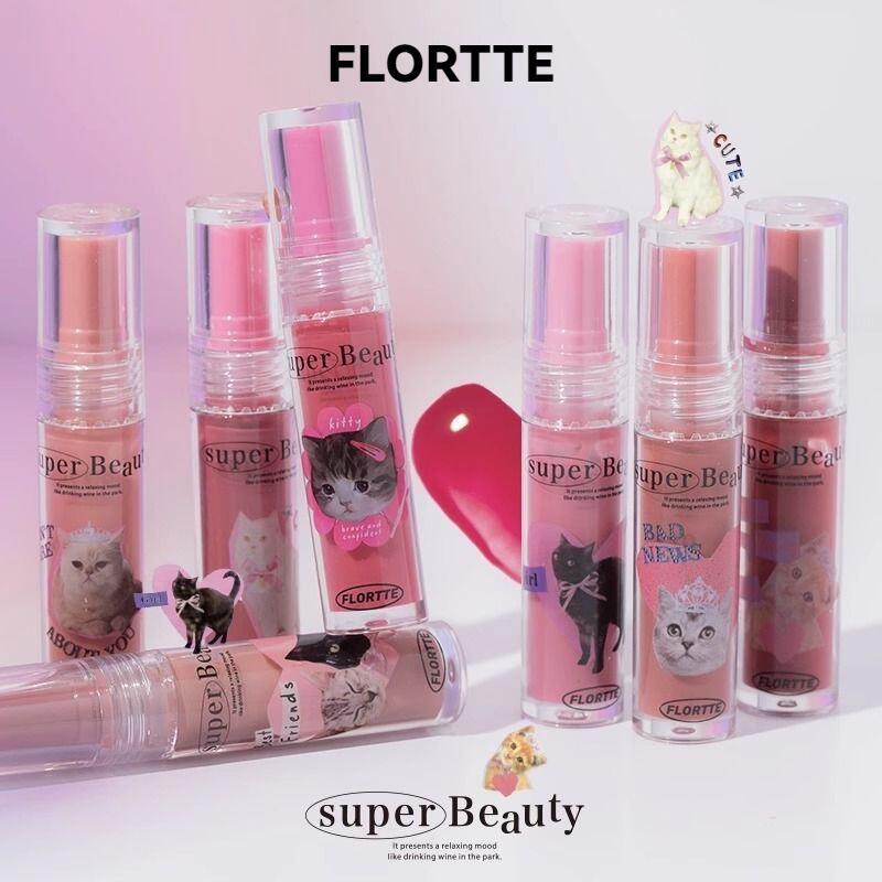 Flortte Lip Gloss Lip Essence Meilia Series Water Glossy Lip Glaze Moisturizing และ Moisturizing