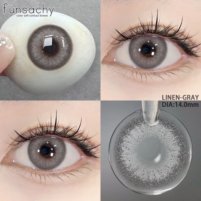 Funsachy คอนแทคเลนส์ สีเทา คอนแทคเลนส์ mini คอนแทคเลนส์รายวัน ธรรมชาติ สีน้ำตาล