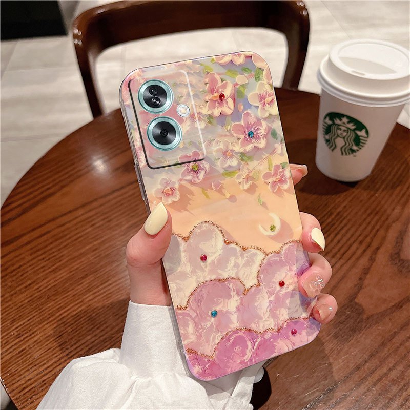 New เคสโทรศัพท์ OPPO A79 A18 A38 A58 A78 4G A98 A17k A17 Reno 11 Pro 10 Pro+ 8T Reno11 Reno10 Global Version Fashion TPU Silicone Painting Flowers Soft Case Camera Lens Protection Cover เคส OPPOA79 OPPOA38 OPPOA58