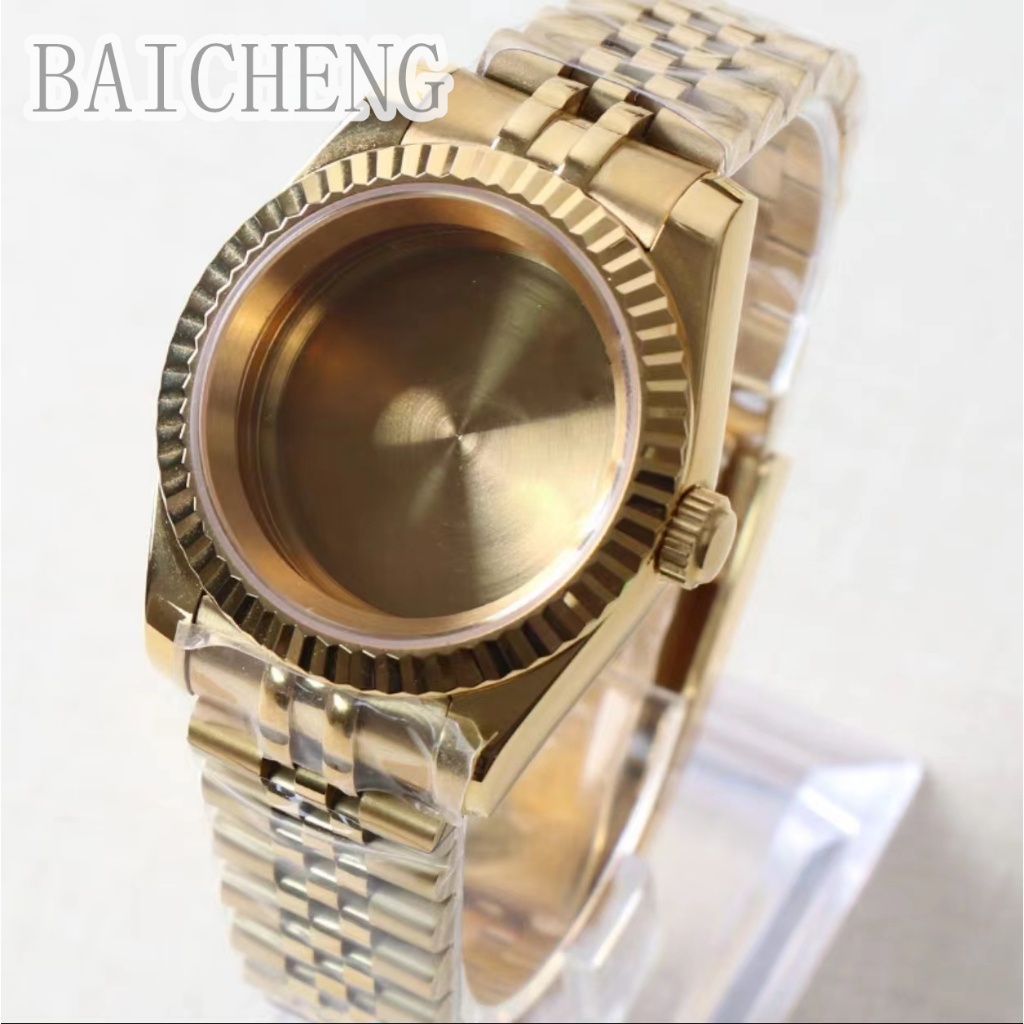 Baicheng 36mm40mm Gold สแตนเลสนาฬิกากันน ้ ํา Sapphire Crysta Fit NH34 NH35 NH36 NH38 NH39 NH70 NH72 การเคลื ่ อนไหว