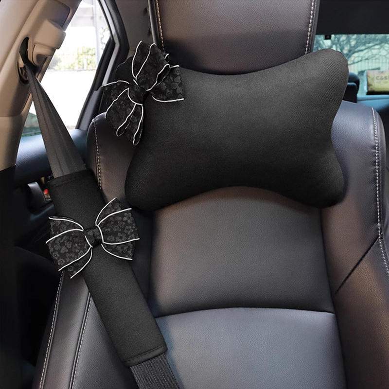 แฟชั ่ น Bowknot รถ Headrest คอหมอน Auto รถคอเบาะ , รถปลอดภัยเข ็ มขัดป ้ องกันฝาครอบ