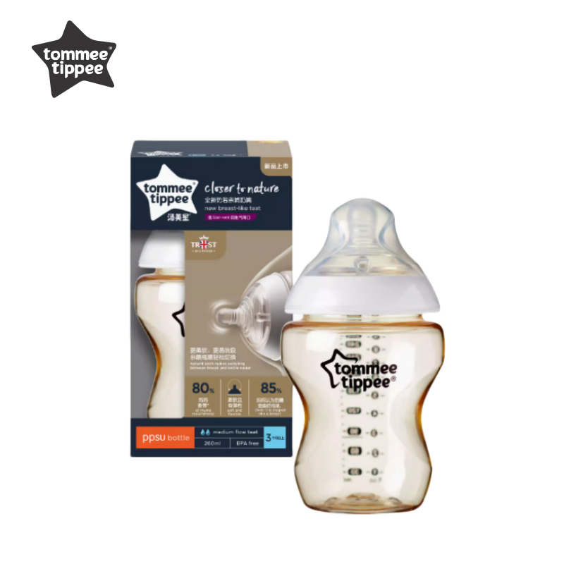 ขวดนม Tommee Tippee Close To Natural Anti Colic PPSU ขวดนม 9oz/260ml พร้อม med flow (82295)