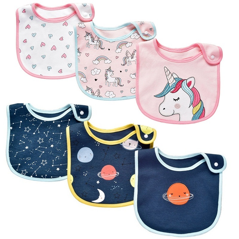 [3 ชิ้น/เซ็ต] ทารกแรกเกิด Burps ผ้า Unisex ผ้ากันเปื้อนเด็กน่ารักการ์ตูนเย็บปักถักร้อยพิมพ์ผ้าฝ้าย