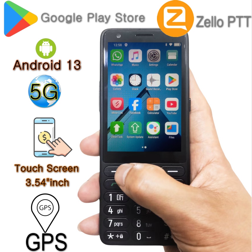 Rungee Zello Wifi GPS Touchscreen Hotspot Wifi โทรศัพท์ Android 5G สมาร์ทโฟน 3GB + 32GB 5MP 3000mAh 