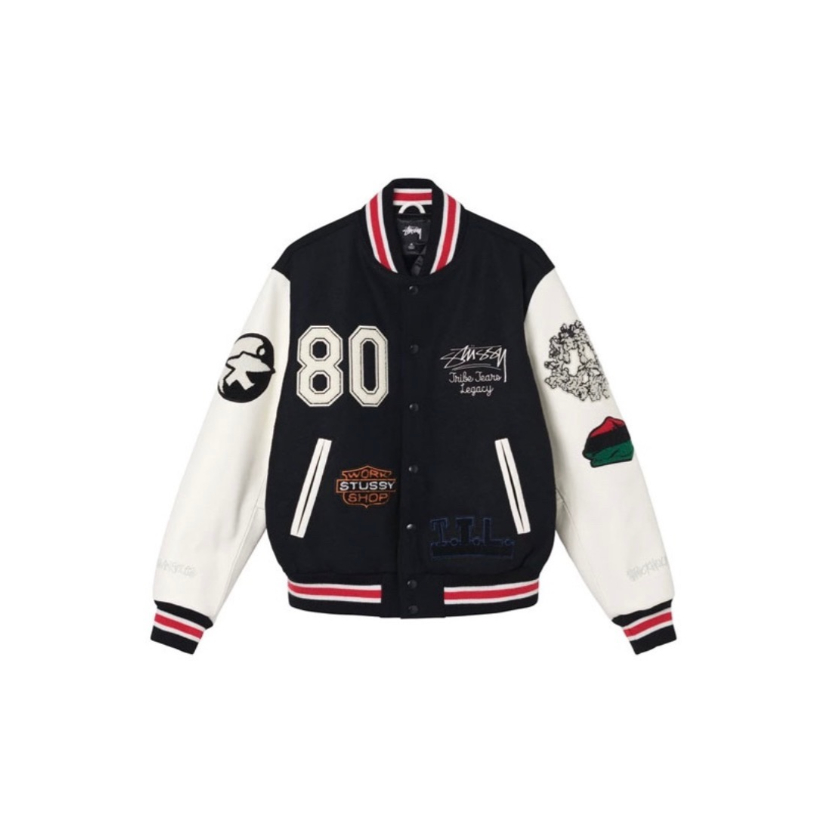 แฟชั่นใหม่เย็บปักทําด้วยผ้าขนสัตว์เบสบอลเครื่องแบบสบายๆหลวมแจ็คเก็ต