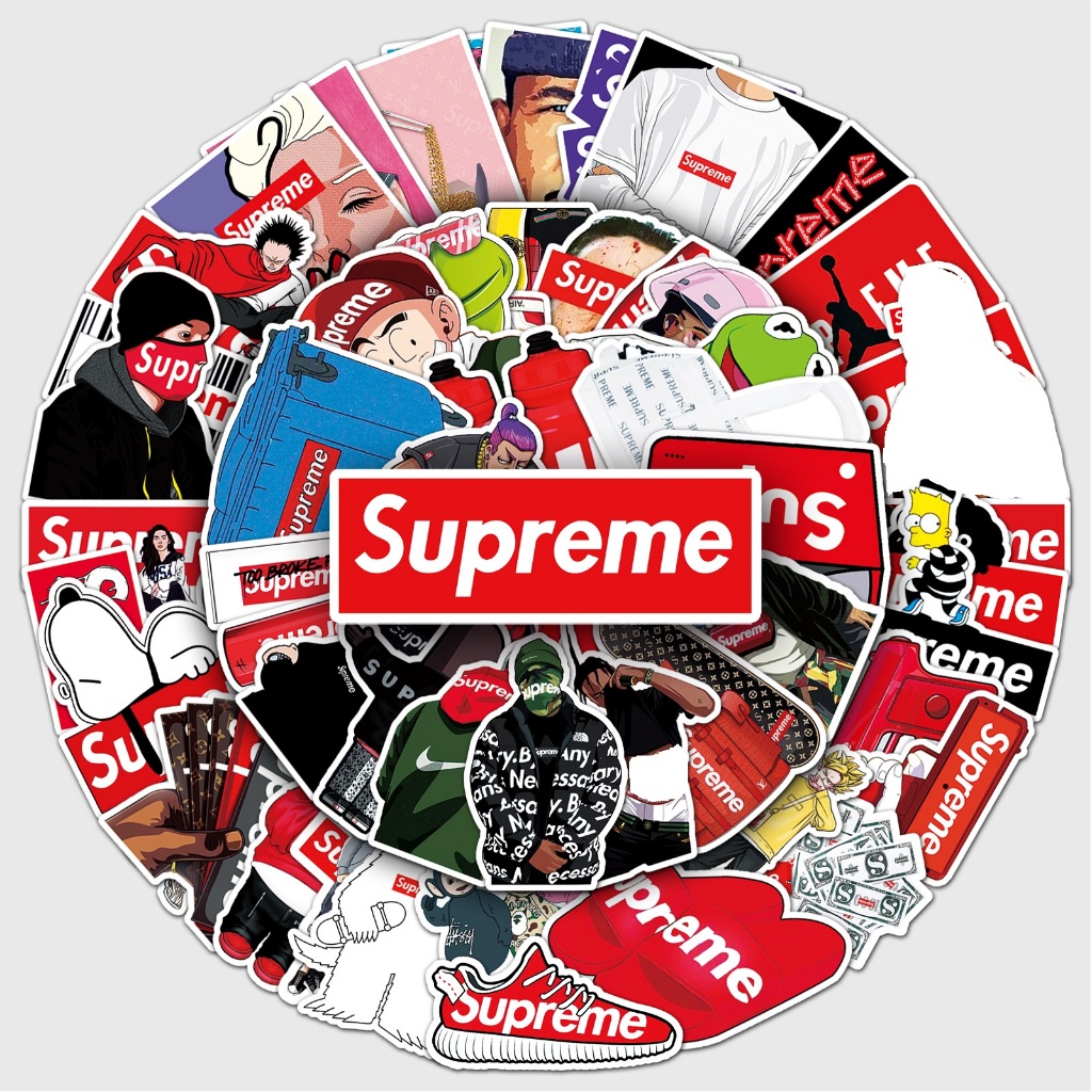 10/50 ชิ้น/เซ็ต Handmade การ์ตูนตลกน่ารัก Supreme แฟชั่นสติกเกอร์กันน้ําสําหรับ DIY ตกแต่งบนกระเป๋าเดินทางและหมวกนิรภัย