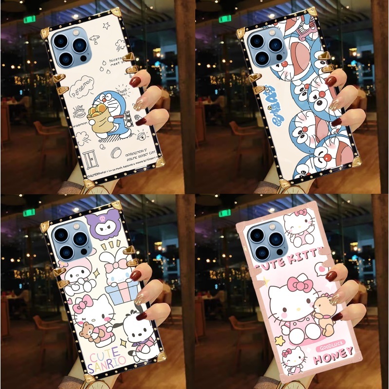 ปลอกxiaomi Redmi 14C 13C 12 12C 10C 10 A3 9A 9C 10A Redmiหมายเหตุ 14 13 12 11 10 9 Pro 12s 11s 9s 10Sแฟชั่นการ์ตูนสแควร์น่ารักHello Kitty Doraemonเคสโทรศัพท์นุ่มฝาครอบ