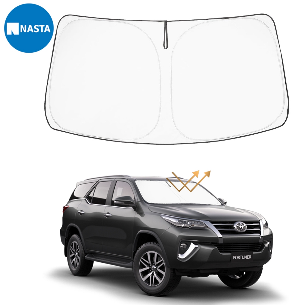 Nasta ม่านบังแดดกระจกหน้ารถแบบหนา 2 ชั้น สําหรับ Toyota Fortuner 2024-2015 พับได้คลุมทั้งหมด ป้องกันความร้อนและ UV