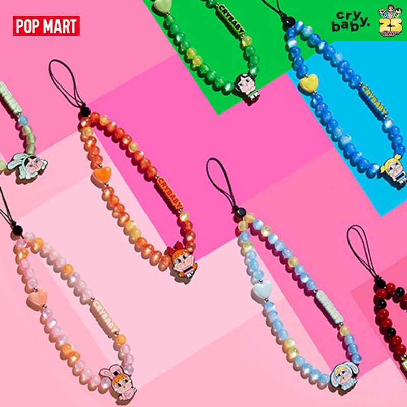 Popmart จริงๆ Crybaby X THE POWERPUFF GIRLS Series โซ ่ แขวนโทรศัพท ์ มือถือ กล ่ องสุ ่ ม