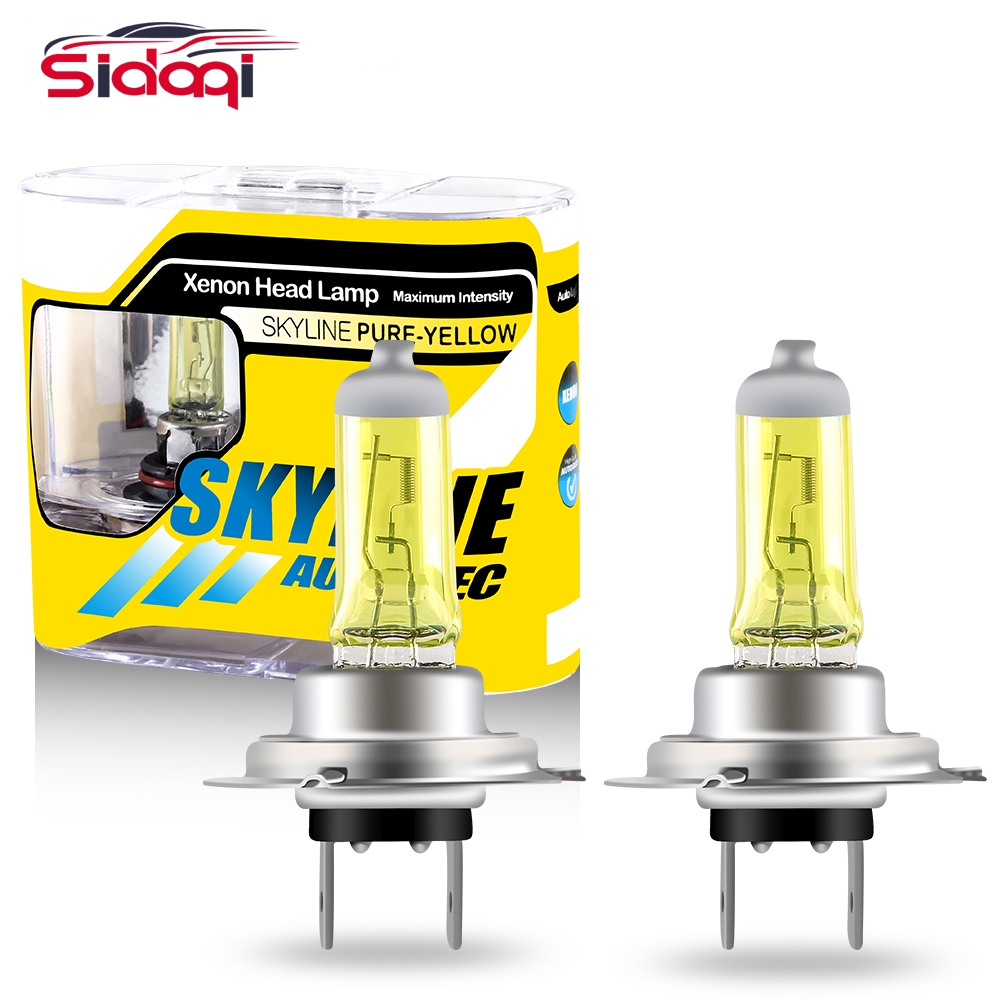 2pcs สีเหลืองหลอดฮาโลเจน H1 H3 H4 H7 H8 H9 H11 HB3 HB4 อัตโนมัติหลอดฮาโลเจนหมอกไฟ 55W 12V 3000K รถจักรยานยนต ์ รถไฟหน ้ าโคมไฟ