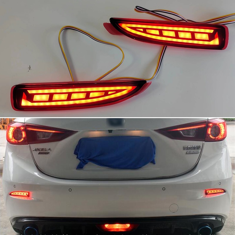 Mazda 3 BM 13-17/Mazda 6 GJ 12-18/Mazda 2 DJ Sedan 14-19 LED ด้านหลังกันชน Reflector Light 3-in-1 ด้านหลังโคมไฟวิ่ง + ไฟเบรค + ไฟเลี้ยว