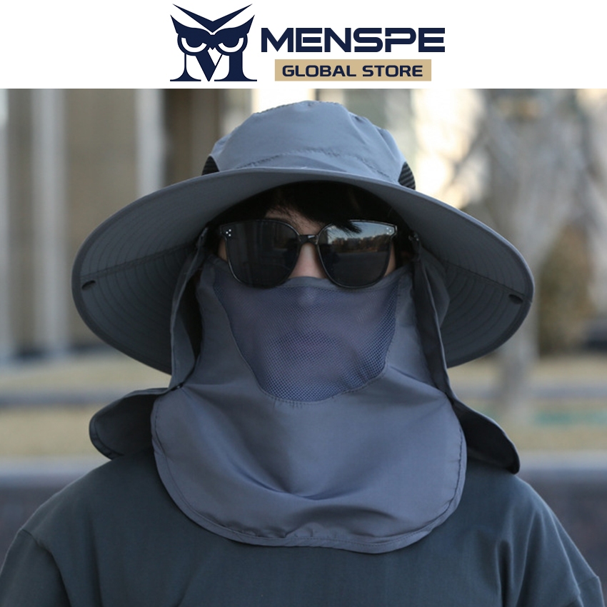 Menspe หมวกกันแดดผู้ชายฤดูร้อน UPF 50 + หมวกป้องกันแสงแดดหมวกพับได้หมวกตกปลาหมวกเดินป่ากลางแจ้ง Anti-UV Flap หมวก Quick Dry หมวกชาวประมงกีฬาเดินป่า Visor หมวก Remov