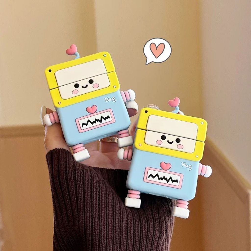 เคส airpods 4 ANC Love Robot สําหรับ airpods pro 2nd gen 3 1 2 ปกน่ารัก