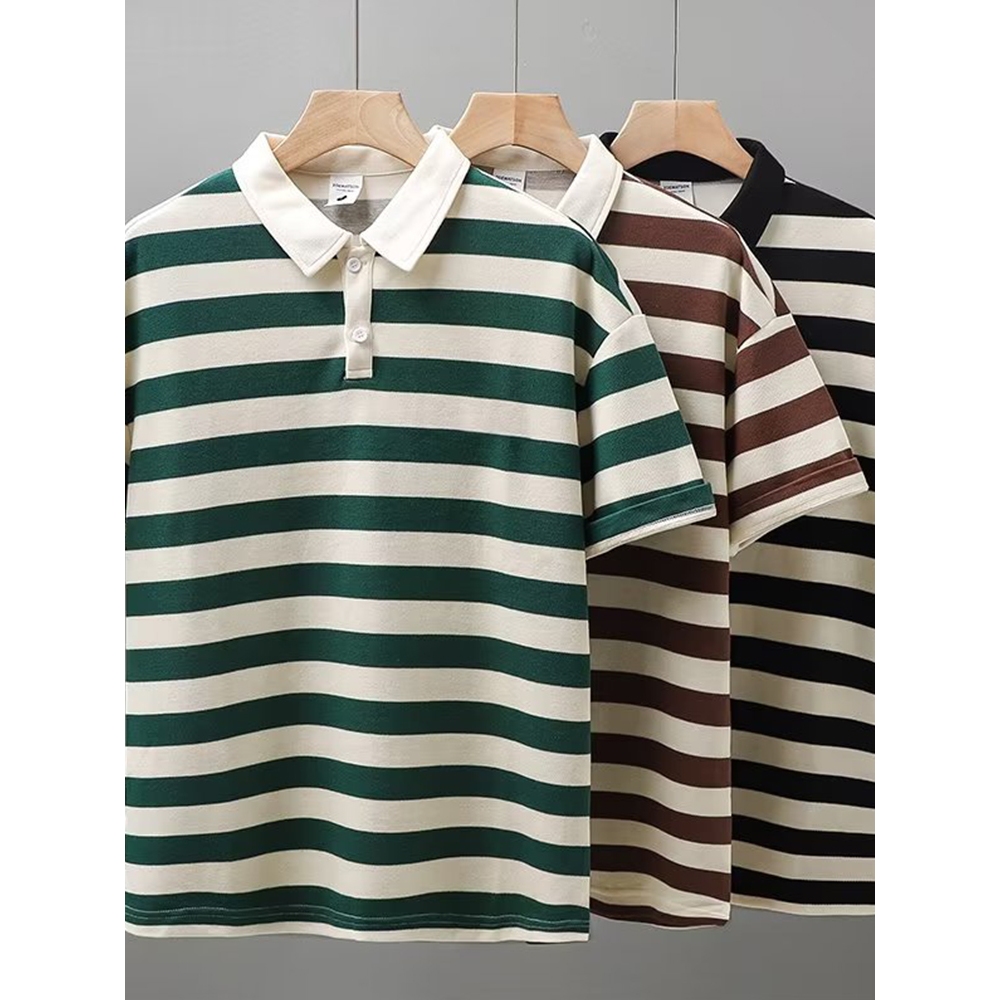 Becoolman🍃เสื้อยืดผู้ชาย oversize เสื้อโปโลสตรีสตรีทแบบหลวมสำหรับฤดูร้อน M-3XL