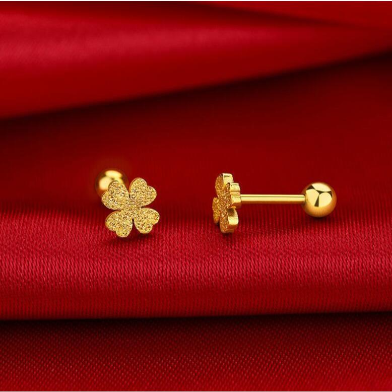 Tona 18K ทองผู ้ หญิงแฟชั ่ นต ่ างหูดาวห ้ าแฉกโคลเวอร ์ ฝ ้ า