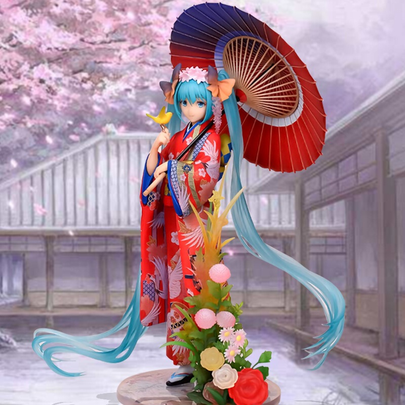 โมเดลฟิกเกอร์กิโมโน Miku Action Figure 1/8 ดอกไม้สี Yukata ของเล่นสําหรับเด็ก ตกแต่งบ้าน