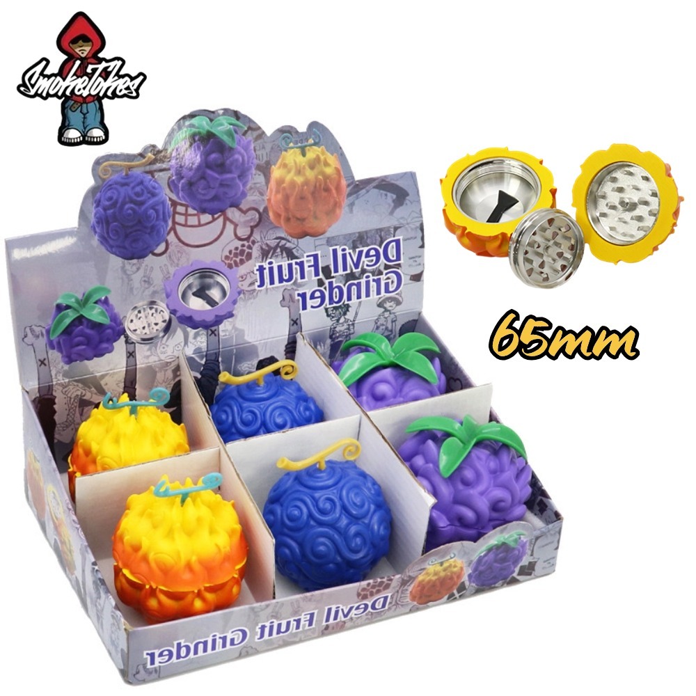 （6 ชิ้นในกล่องเดียว）63MM Grinder Devil Fruit เครื่องบดสมุนไพร ที่บดสมุนไพร สีผสม