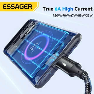 Esssger 120W 6A USB A ถึง Type C สายชาร์จข้อมูลอย่างรวดเร็วสําหรับ xiaomi redmi black shark โทรศัพท์มือถือ