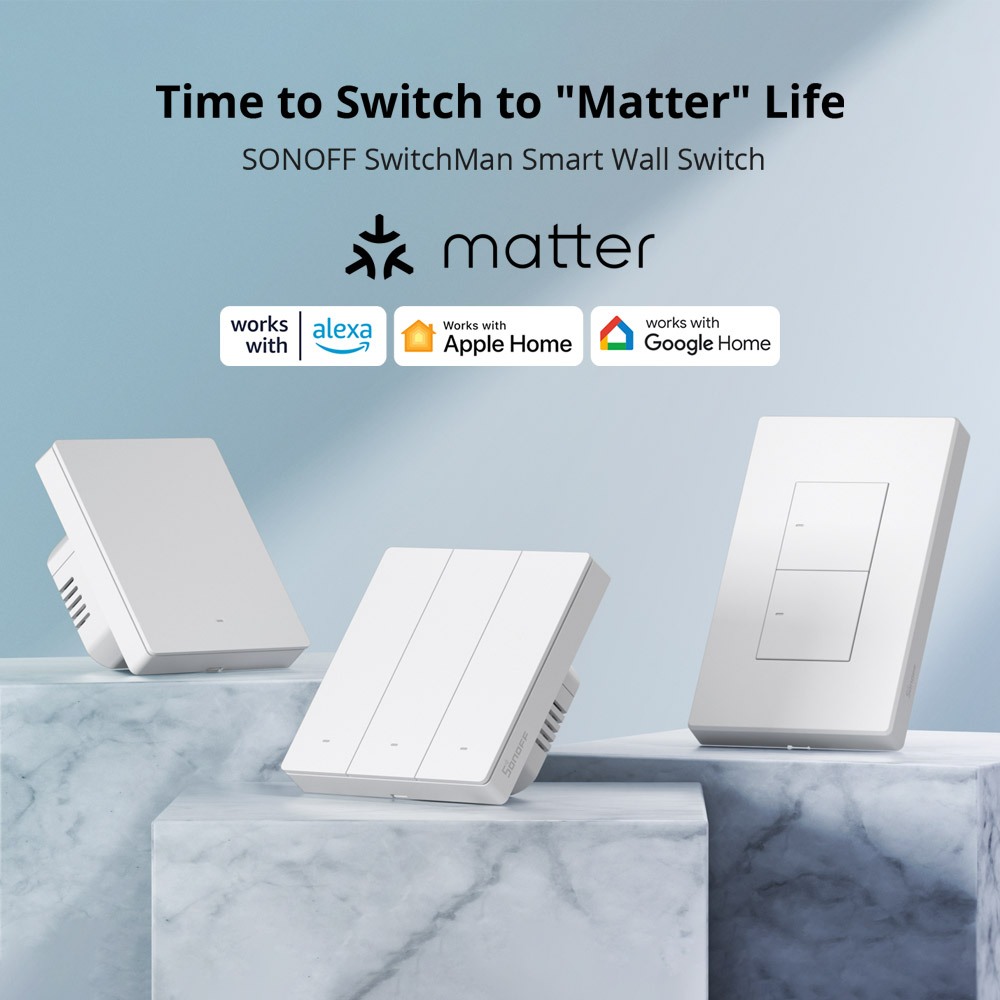 Sonoff M5 Matter 80/86 สีขาว SwitchMan สวิตช์ผนังอัจฉริยะ M5 Matter ปุ่มกดกลตัวควบคุมบ้านอัจฉริยะทํางานร่วมกับ Alexa Google Assistant