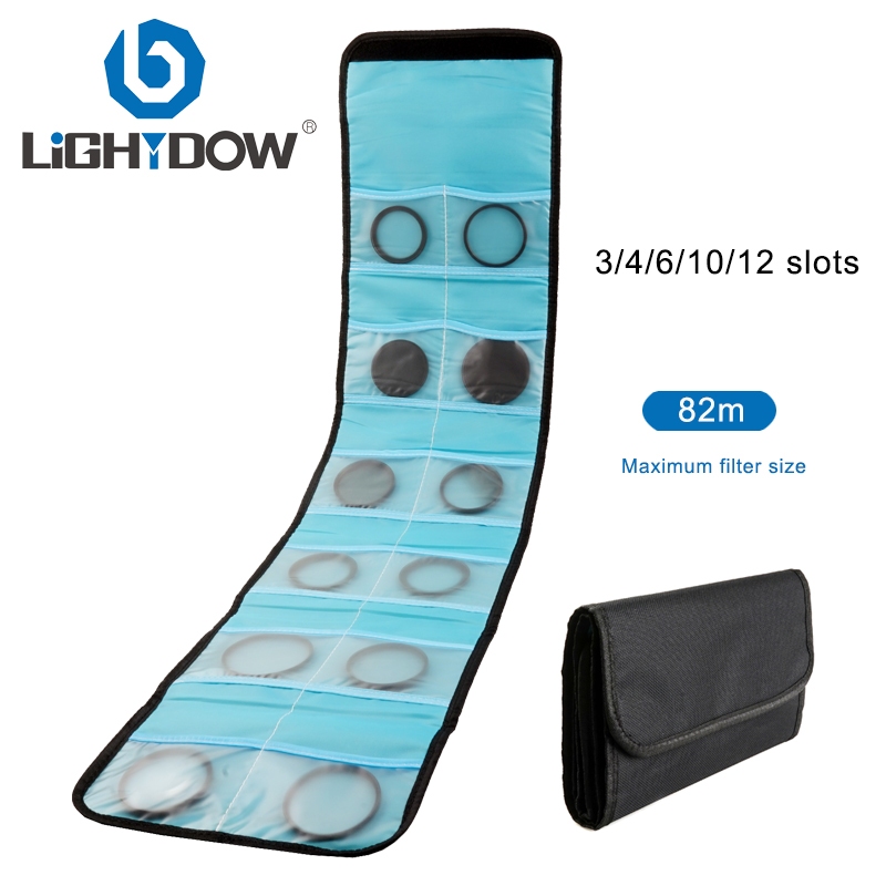 Lightdow Lens Filter Bag 3/4/6/10/12 Slot Filter Lens Filter Storage Pouch Bag for 37-82mm Lens Filter