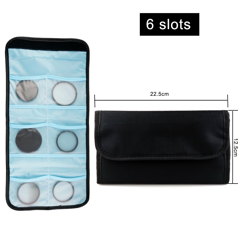 Lightdow Lens Filter Bag 3/4/6/10/12 Slot Filter Lens Filter Storage Pouch Bag for 37-82mm Lens Filter