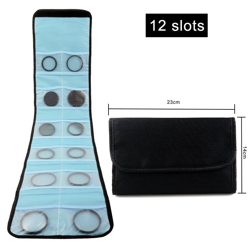 Lightdow Lens Filter Bag 3/4/6/10/12 Slot Filter Lens Filter Storage Pouch Bag for 37-82mm Lens Filter