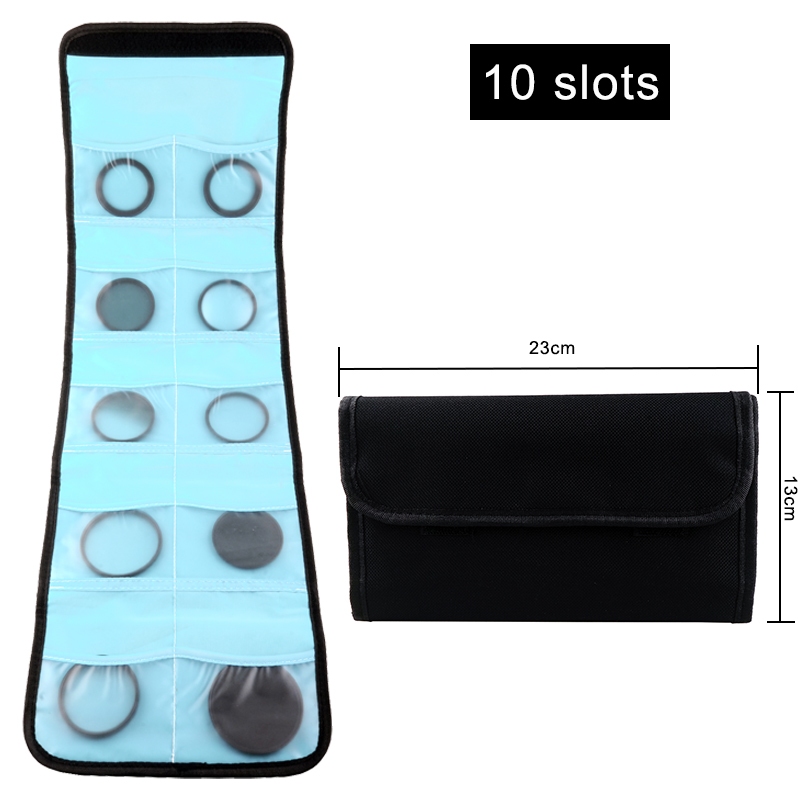 Lightdow Lens Filter Bag 3/4/6/10/12 Slot Filter Lens Filter Storage Pouch Bag for 37-82mm Lens Filter