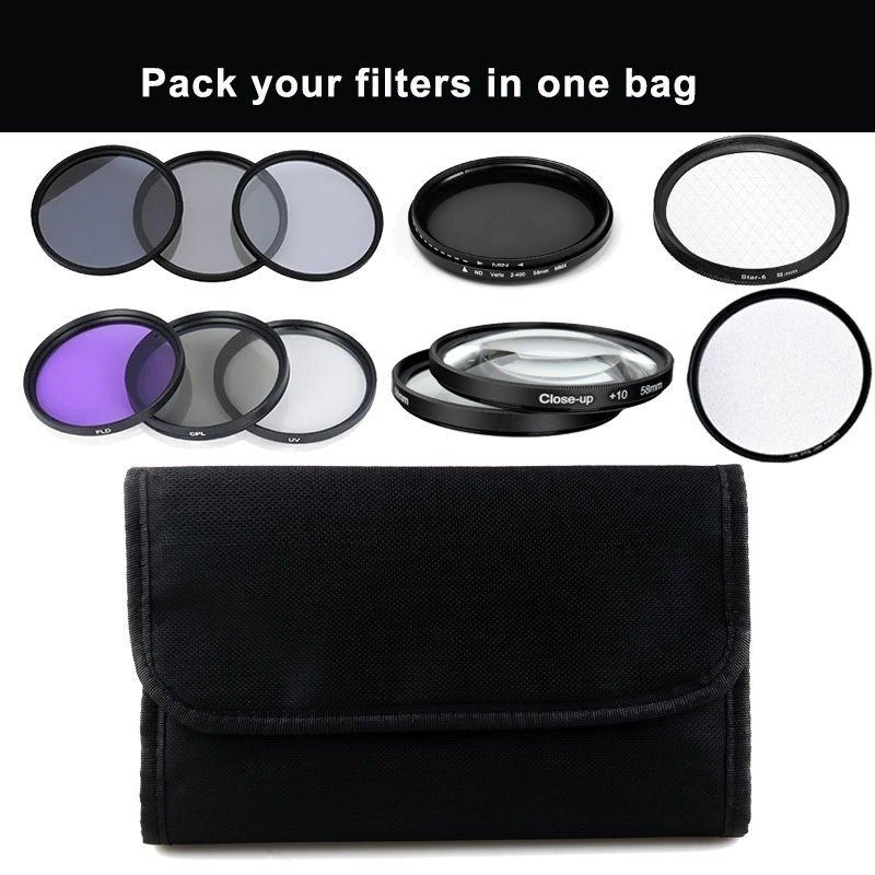 Lightdow Lens Filter Bag 3/4/6/10/12 Slot Filter Lens Filter Storage Pouch Bag for 37-82mm Lens Filter