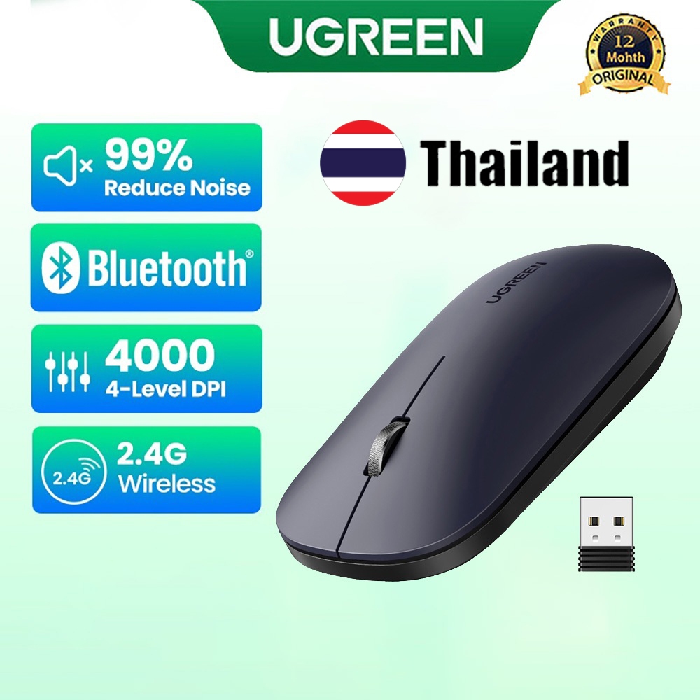UGREEN เมาส์ไร้สาย เสียงเงียบ 4000 DPI 3 ซม. 2.4G สําหรับคอมพิวเตอร์ แล็ปท็อป PC