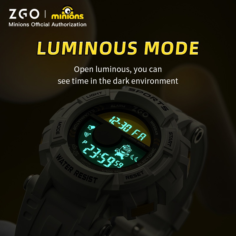 ZGO x Minions นาฬิกาเด็ก กันน้ำลึก100% นาฬิกาปลุก ปฏิทิน นาฬิกาเด็กผู้ชาย ของขวัญสำหรับเด็ก 890