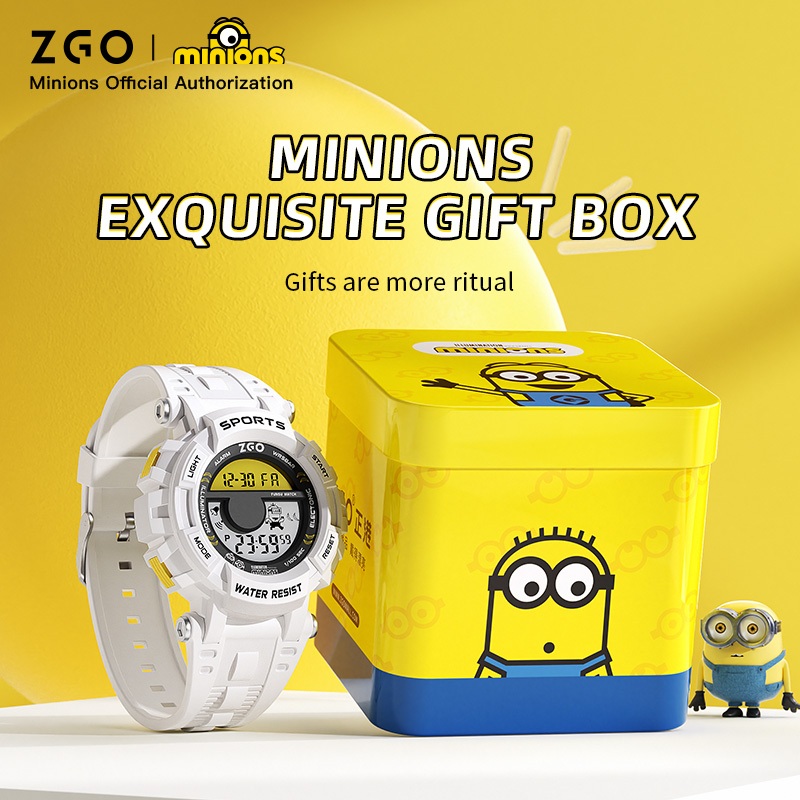 ZGO x Minions นาฬิกาเด็ก กันน้ำลึก100% นาฬิกาปลุก ปฏิทิน นาฬิกาเด็กผู้ชาย ของขวัญสำหรับเด็ก 890
