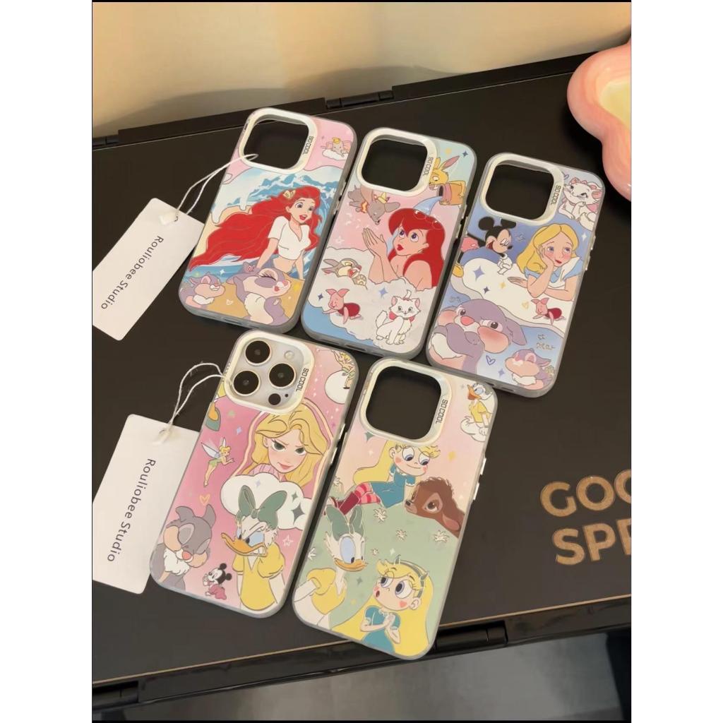 เหมาะสําหรับเคส iPhone IP11PROMAX IP12 IP13 IP14PLUS การ์ตูนน่ารัก Minnie Princess IP12PRO IP15PROMAX แฟชั่น IPX IPXR IPXSMAX ปุ่มโลหะเคสโทรศัพท์