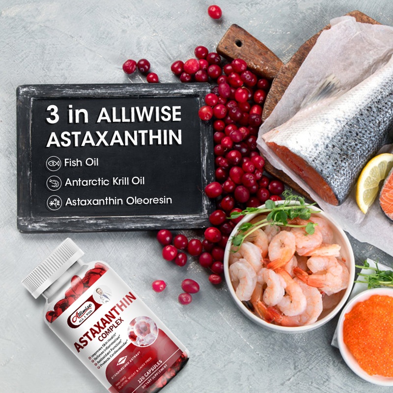 Alliwise Astaxanthin แคปซูล 10 มก . พร ้ อมน ้ ํามันปลาสําหรับสารต ้ านอนุมูลอิสระตามธรรมชาติ , ปรับปรุงสุขภาพผิว , สุขภาพตา , บรรเทาอาการอักเสบ - รูปที่ 3