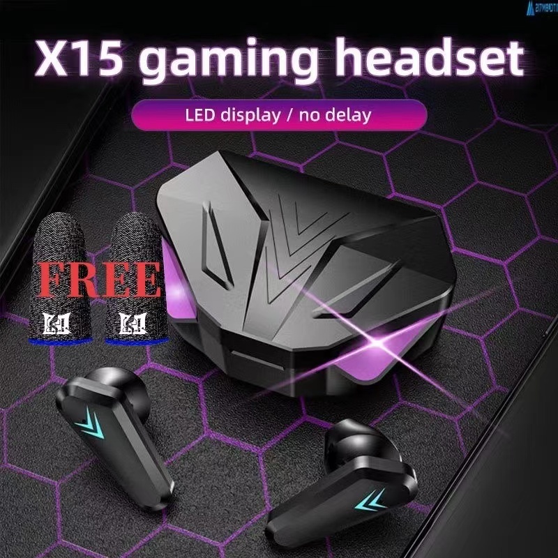 [ปลอกเกม Freebies:1] หูฟัง X15 หูฟังเกมไร้สาย, หูฟังบลูทูธเข้ากันได้กับ IOS และ Android, หูฟัง TWS ลดเสียงรบกวน