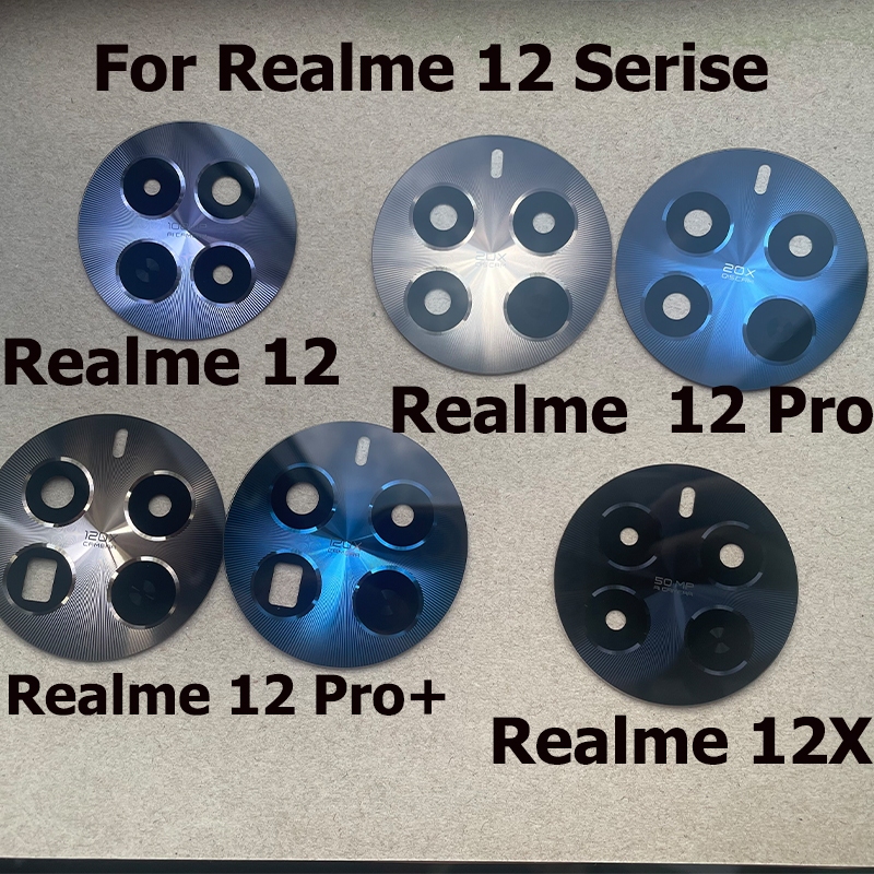 ใหม่สําหรับrealme 12 12X Pro Plus Pro + เลนส์กล้องด้านหลังพร้อมสติ๊กเกอร์กาวอะไหล่ซ่อม