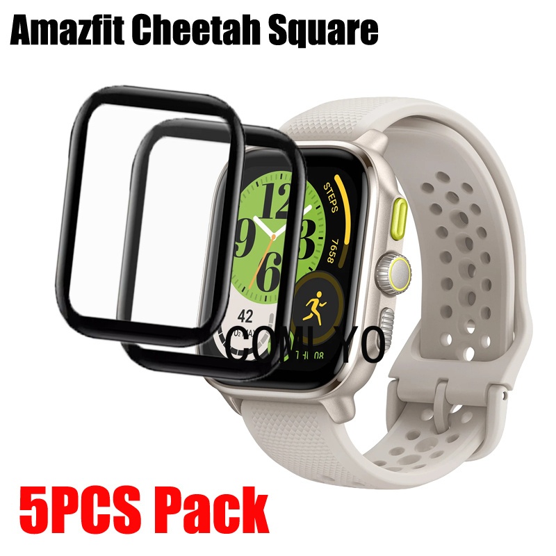 For Amazfit Cheetah Square สําหรับ อมาซฟิต เสือชีตาห์ตารางป้องกันหน้าจอสมาร์ทนาฬิกาป้องกันเต็มปก3ง ฟิล์มโค้งฟิล์มนุ่ม