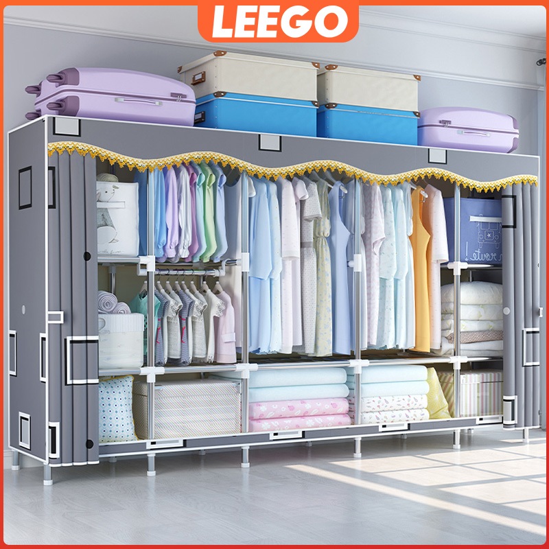 【รับประกัน 1 ปี】Leego 20MM ตู้เสื้อผ้า ตู้ผ้า ตุ้เสื้อผ้า รับน้ำหนักได้ 500กก ตู้เสื้อ ตู้เก็บผ้า ท่อโลหะเจือขนาด20มม ตู้ใส่ผ้า ตู้ผ้าเหล็ก ตู้เสื่อผ้า 245 ซม. ตู้แขวนผ้า ตู้เสืัอผ้า ตู้ผ้าเด็ก