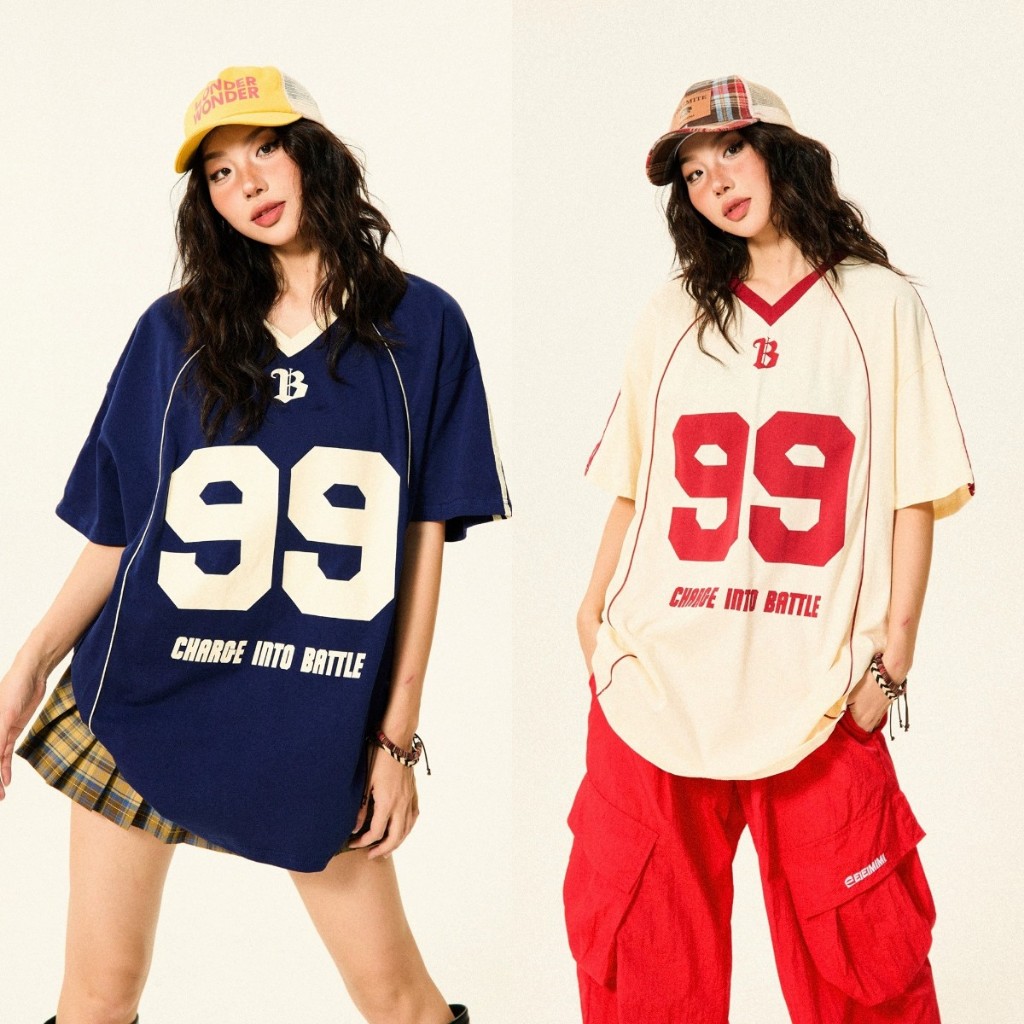 เสื ้ อยืดเบอร ์ 99 Jersey Streetwear Form Oversize 99 Jersey T-shirt 2025 ชุดเบสบอลเสื ้ อกีฬา