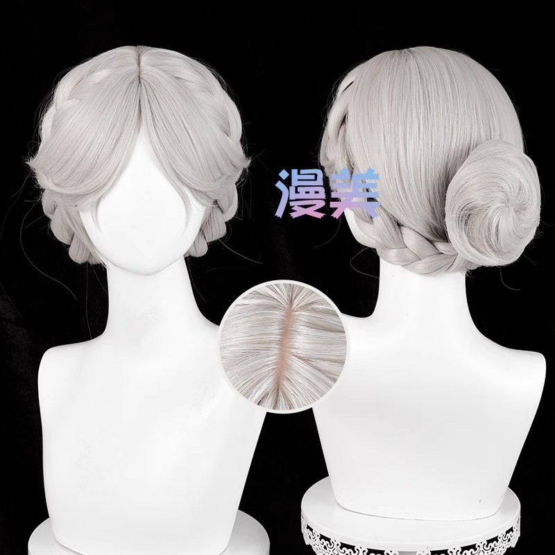 Identity V ONCE Bloody Queen skin Promised Day Mary Cosplay Wig 43cm Warm Gray Wigs ราคา ถูกที่สุด ดีลบีเคเค แกลเลอรีภาพที่ 2