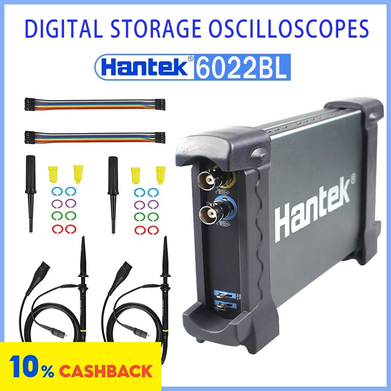 ⭐Hantek 6022BL มือถือ Oscilloscope 2-Channel โน ้ ตบุ ๊ ค USB Digital Storage Virtual Oscilloscope 2