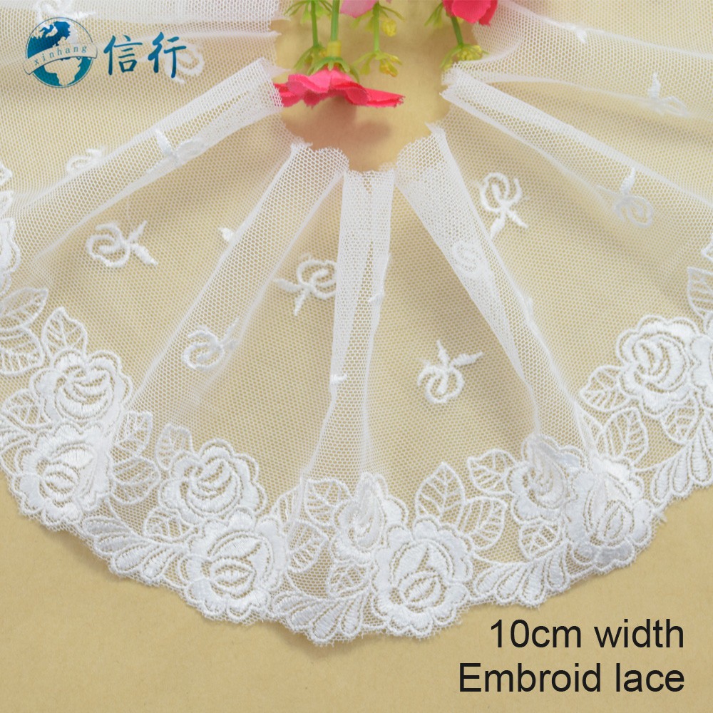 กว้าง 10 ซม.โพลีเอสเตอร์เย็บปักถักร้อยขอบลูกไม้ลูกไม้ผ้า guipure diy trims มินิเดรสลูกไม้ริบบิ้น garment อุปกรณ์เสริม 3622