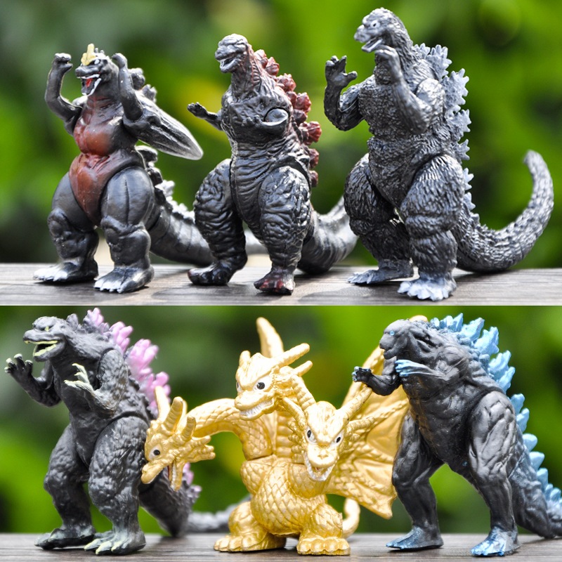 6 ชิ้น/เซ็ตภาพยนตร์ Godzilla: King of Monsters รูป Gold King Ghidorah Godzilla Gojira รุ่น Q PVC ตัวเลขการกระทําตุ๊กตาของเล่นของขวัญ